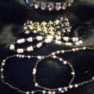 Chic Black and White Beaded Bracelet Set